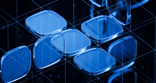 Blue blockchain supply chain blocks
