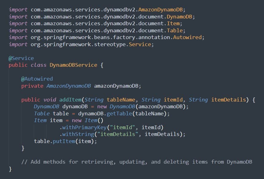 Integrating with AWS DynamoDB for Database Operations
