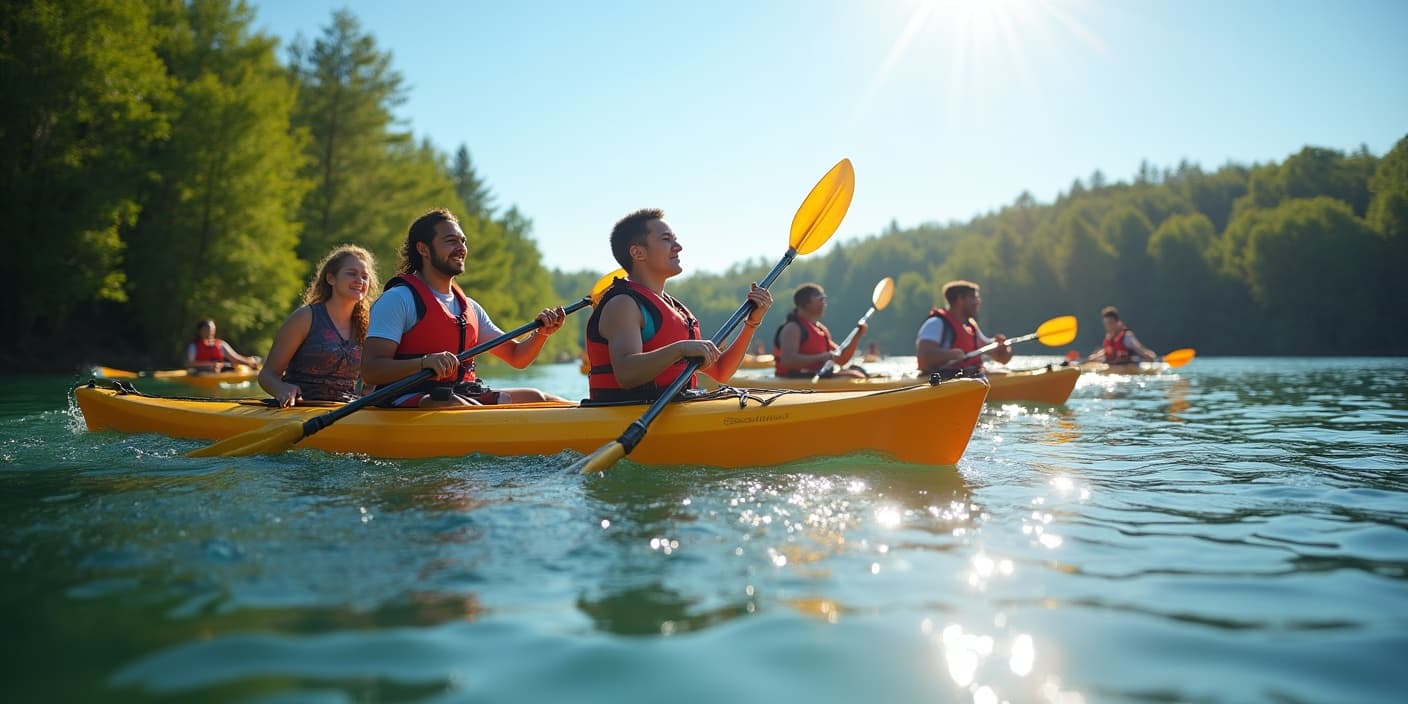 Kayaking on lake