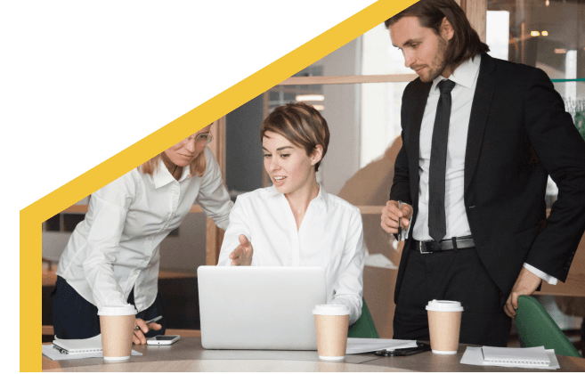 Elinext specialists discussing a software product