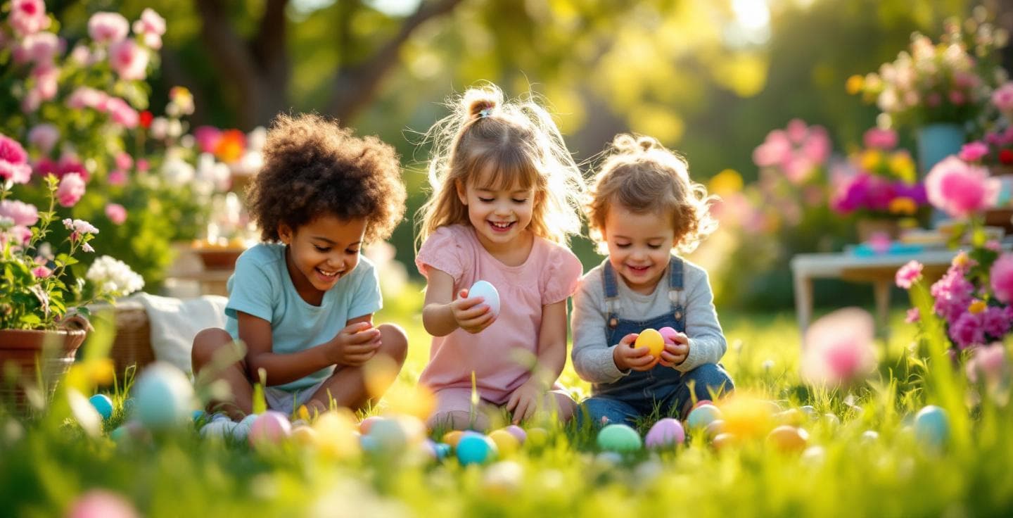 Children celebrating Easter outdoors
