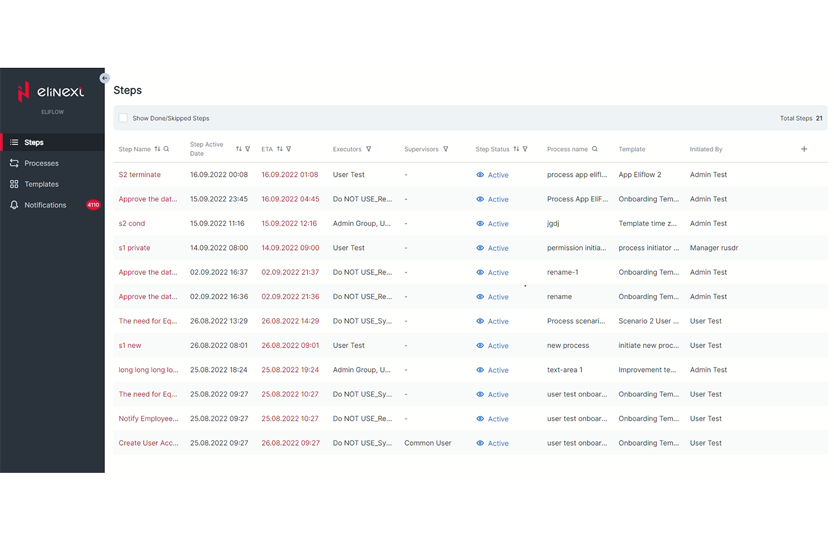 Business Process Automation application screen 1