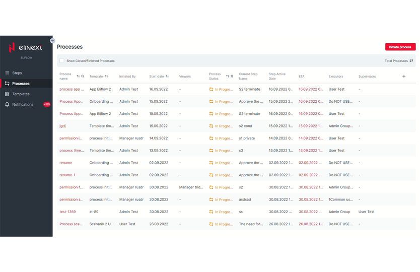 Business Process Automation application screen 2