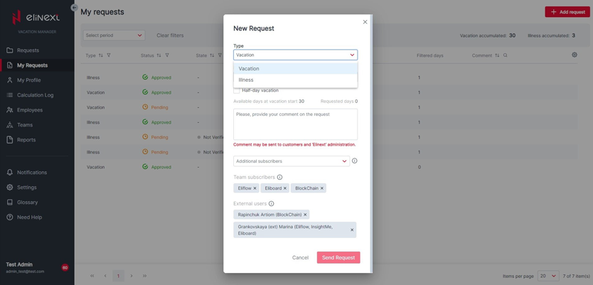 Elinext Leave Management App Development 3