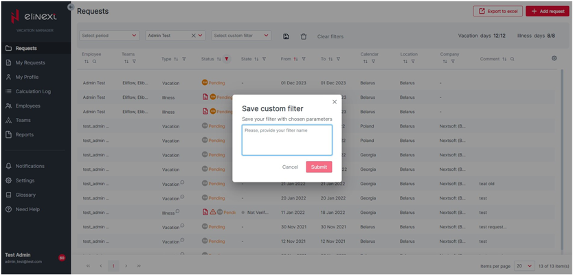 Elinext Leave Management App 5