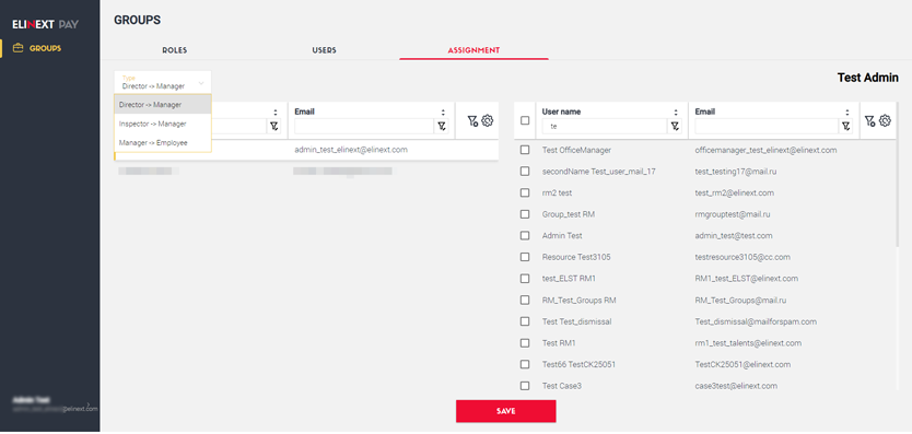 Elinext Payroll Management administrator screen