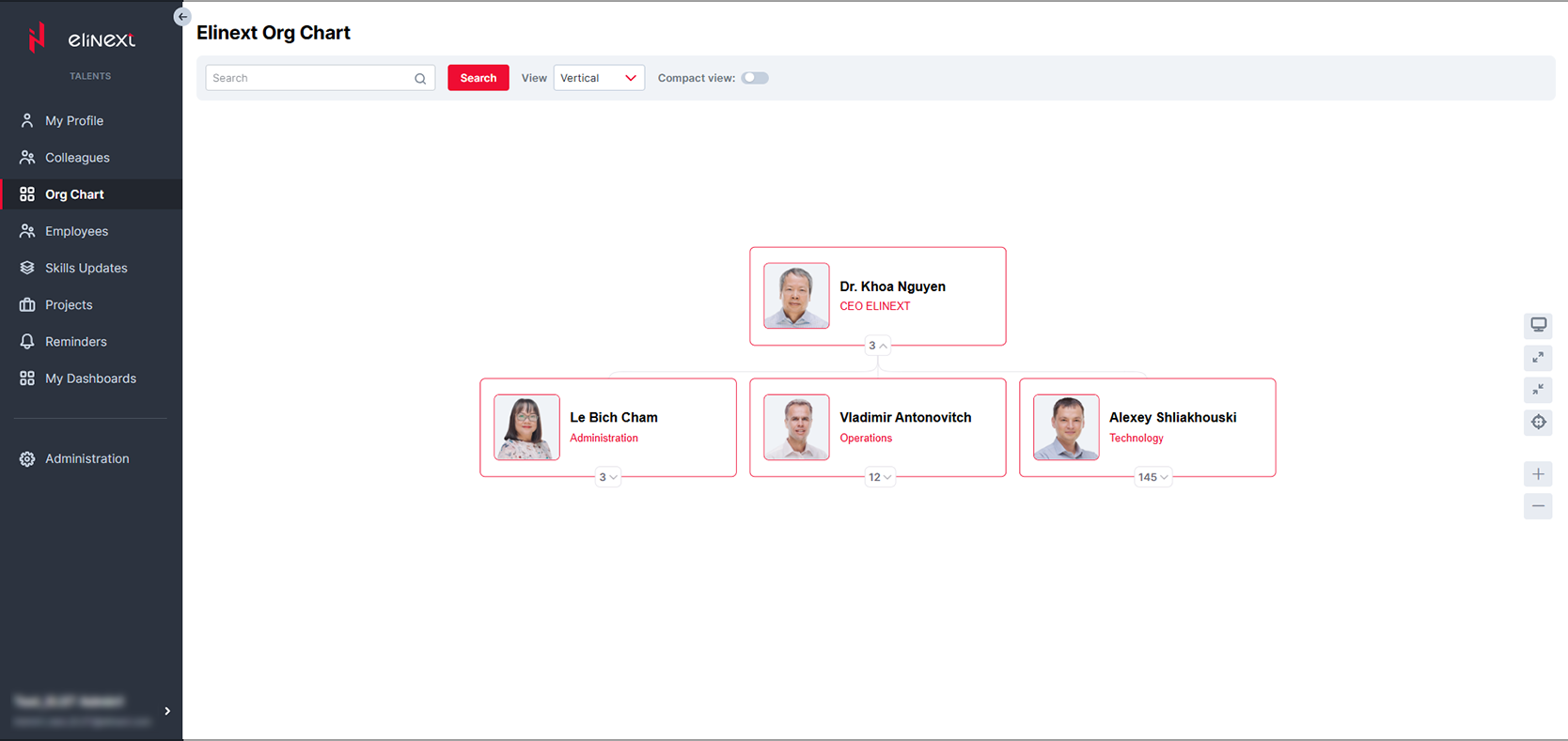 Internal Talent Management System employee notes screen
